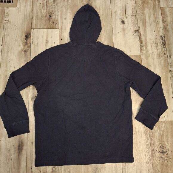 Eddie Bauer Waffle Knit Pullover Hoodie Dark Blue Men Size Large - Picture 2 of 6